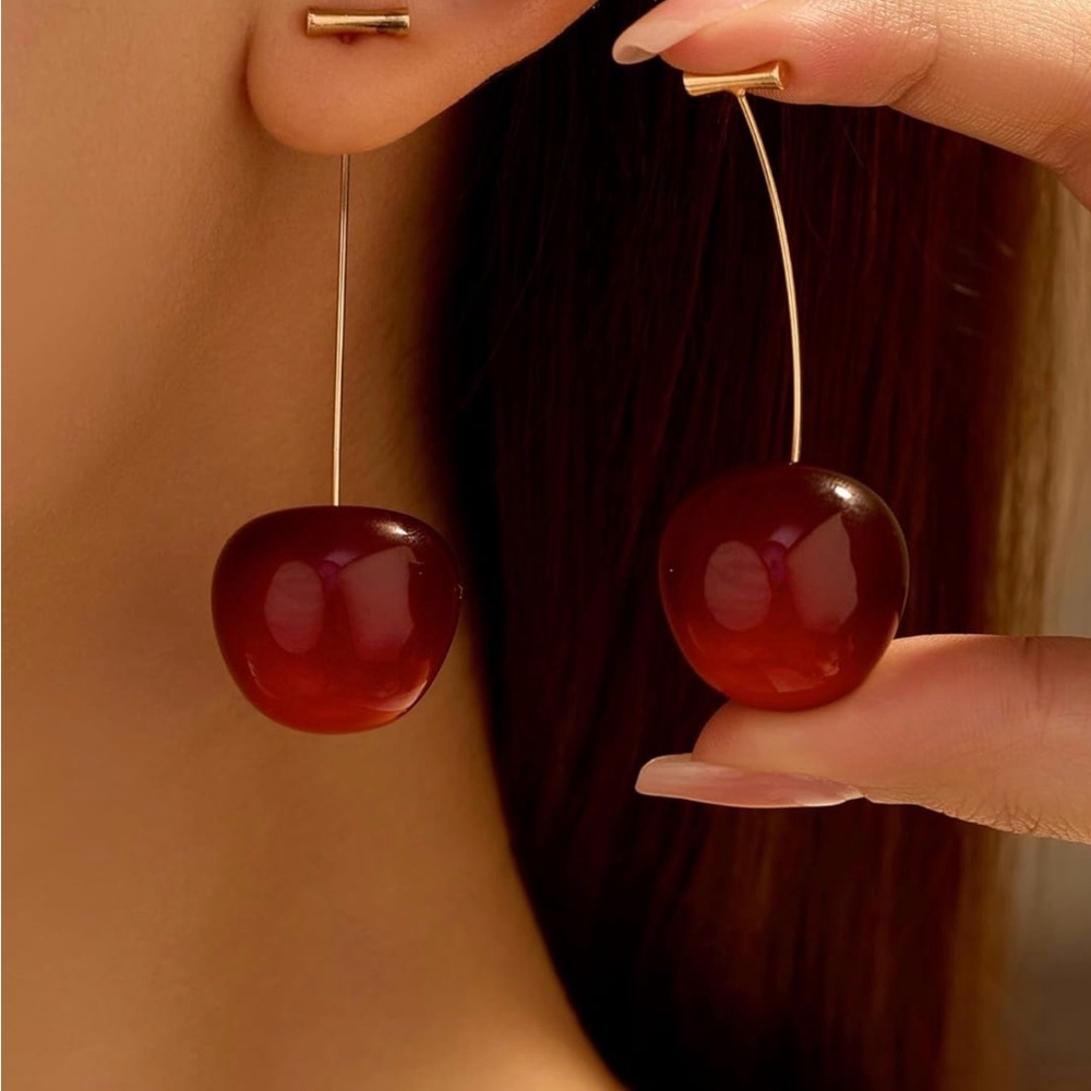 Chic Red Cherry Dangle Earrings